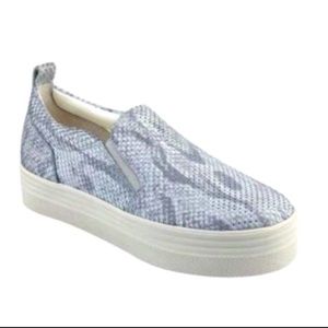 Marc Fisher Snakescale Print Leather Slide on Creeper Sneakers Size 8